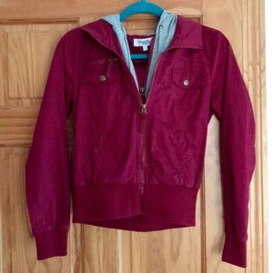 Magenta Jacket with Grey Sweater Lining!